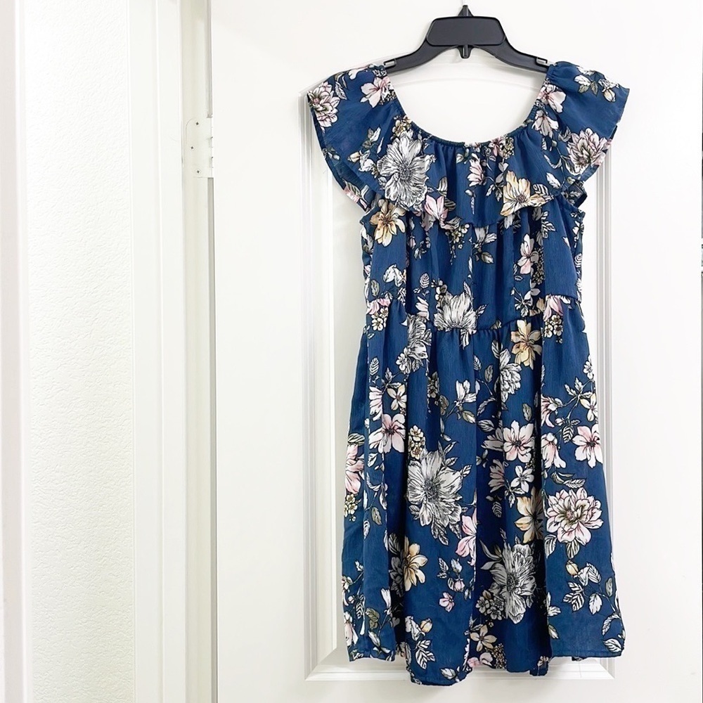 Xhilaration blue floral print dress